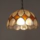 French Vintage Capiz Shell Hanging Pendant Light in Brown & White Gold Trim