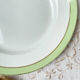 6 Vintage French Orchies "VILLARS" dinner plates 1950 white green gold