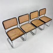 Set of 4 Tubular Frame and Cane Cantilever dining chairs, Italy, 1970s
