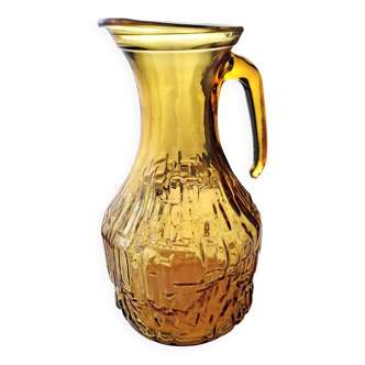Water carafe, vintage amber glass jug Italian manufacture 1960s