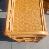 Vintage pair of bedside tables in rattan and cane – bohemian chic style