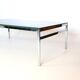 Table basse chrome et verre fumé années 60