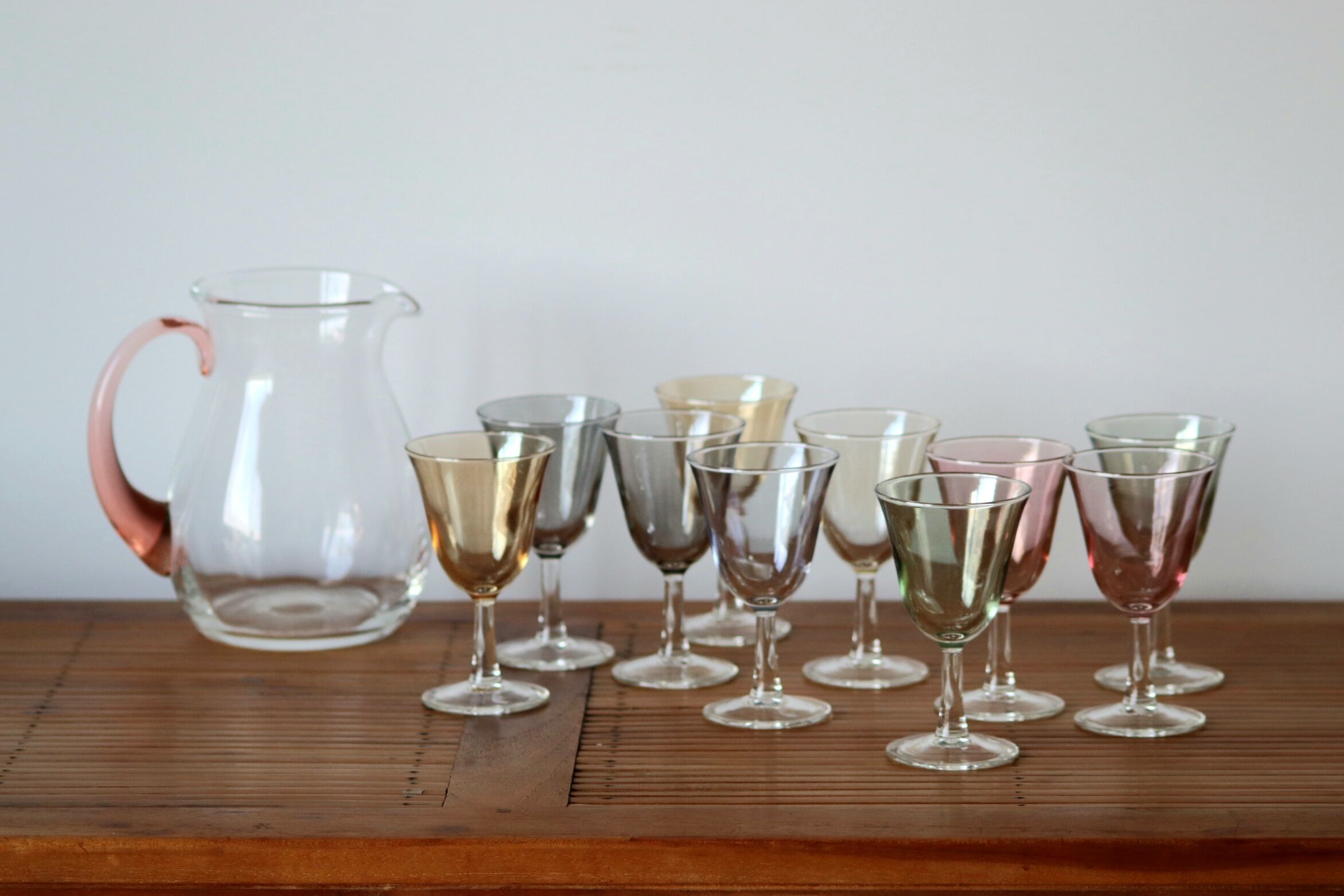 10 foot glasses and a glass pitcher