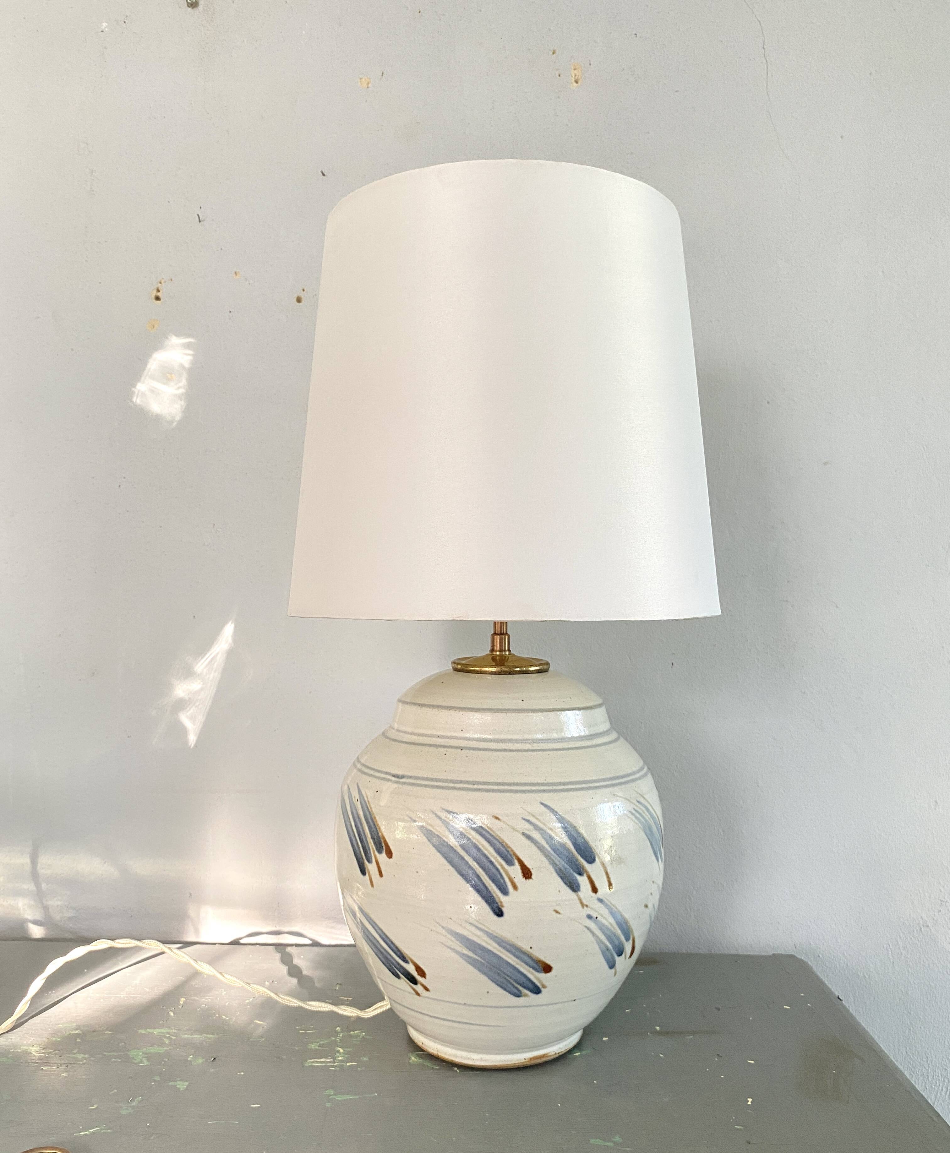 Pied de lampe céramique, câble tissu neuf 200 cm