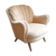 Fauteuil Club des années 40 50 original mid century Jaune beige vintage