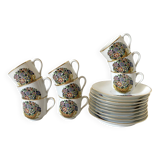 Tasses à café fleuries en porcelaine de Limoges
