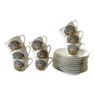 Floral coffee cups in Limoges porcelain