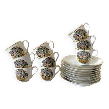Floral coffee cups in Limoges porcelain