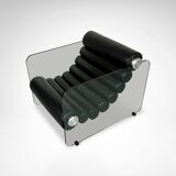 Hyaline leather and glass armchair by Fabio Lenci for Comfortline Italy 196.