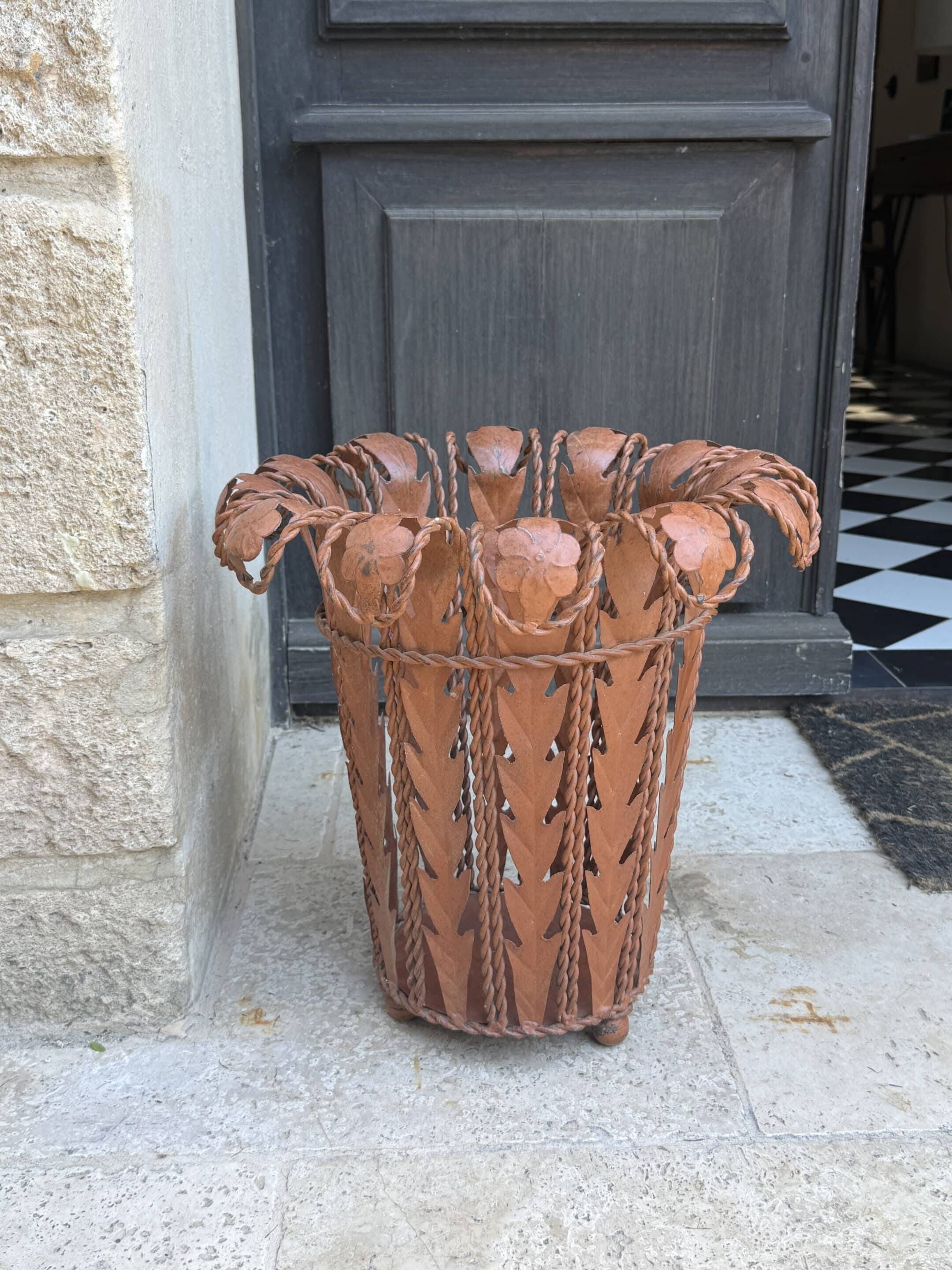 Umbrella stand or metal plant pot inspired by Art Nouveau, 20th century