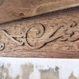 XL farmhouse table in solid oak, brutalist style, 20th century.