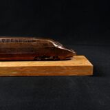 Bronze TGV on a wooden base, scale model of the TGV Sud-Est from the 1980s