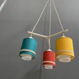 Pendant lamp 3 colorful shades 1960s
