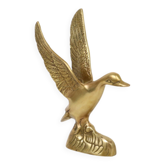 Canard en Laiton Volant Doré Hollywood Regency Cuivre Vintage 18cm