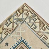 3x6 Cream Blue Oriental Vintage Rug, 109x187Cm