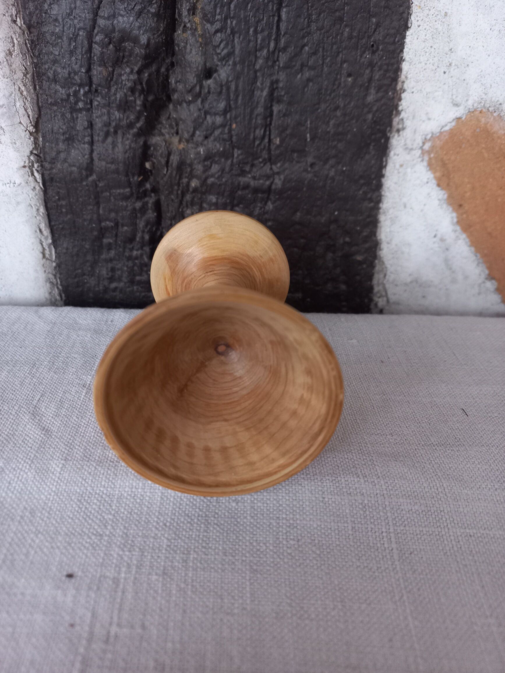 Turned wood egg cup