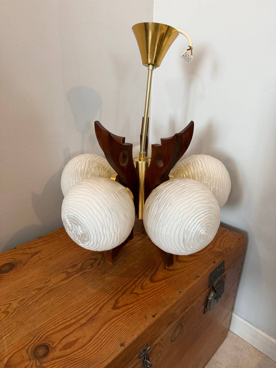 Suspension with 5 globes, Scandinavian design made by Szarvasi.