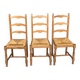 3 chaises bois massif paillées type ferme dossier haut