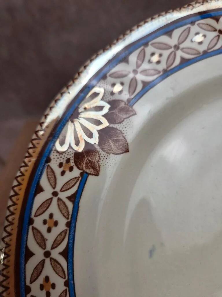 Antique compote dish Creil et Montereau B & Cie – fine polychrome earthenware 19th century
