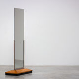 Art deco rectangular mirror in walnut wood 1930 176x80cm
