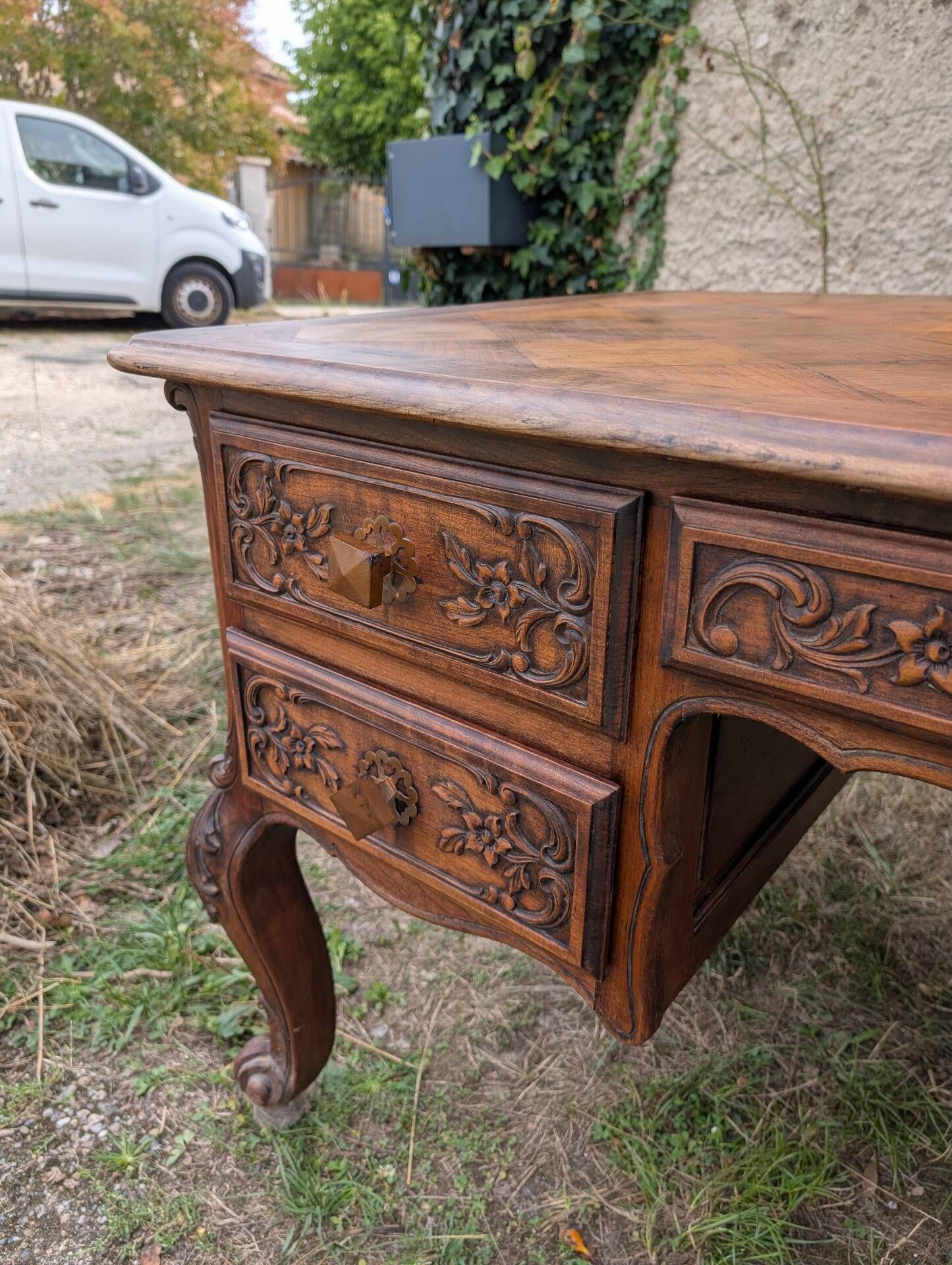 Minister's desk carved wooden cottage