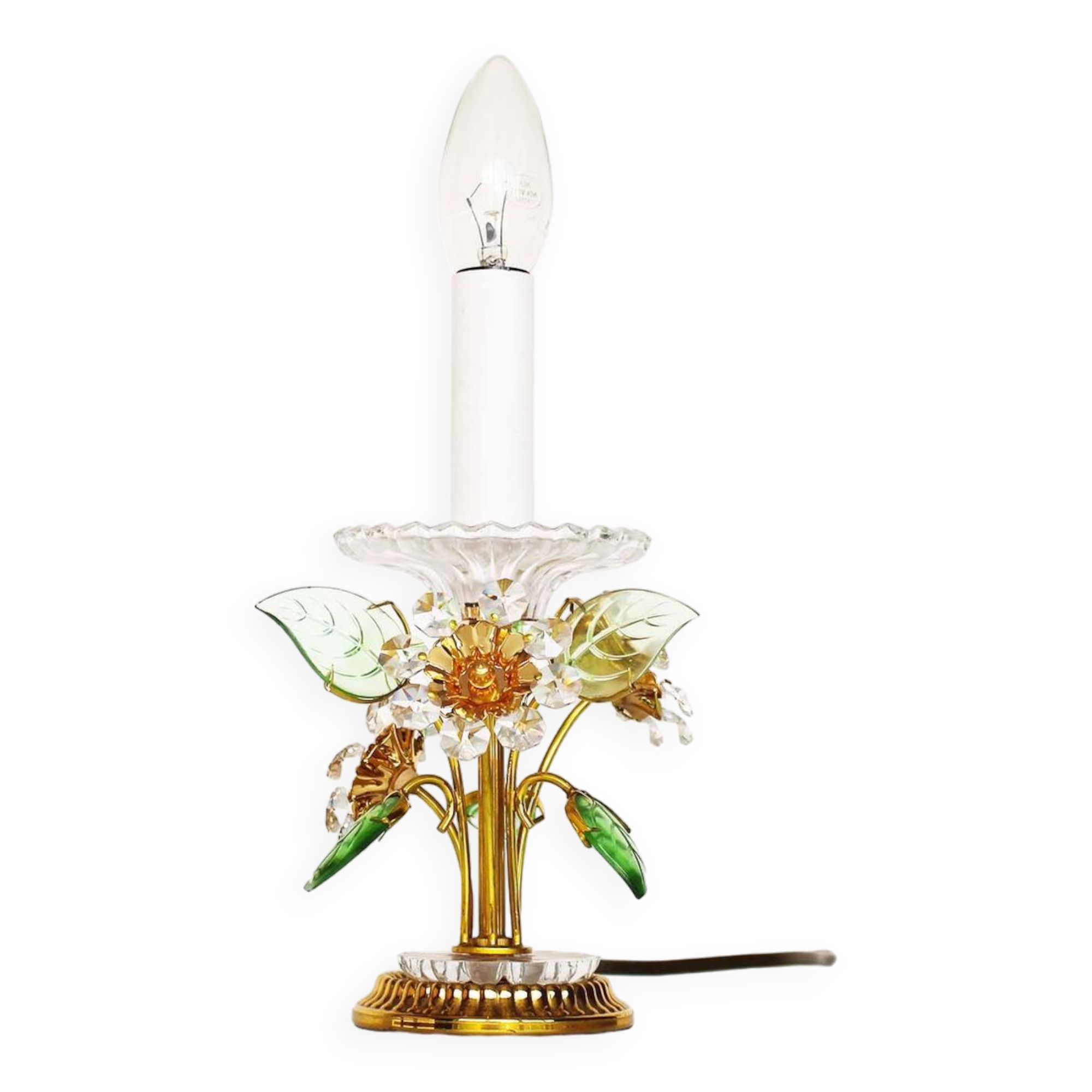 Incredible gilt and crystal Floral table lamp by Palwa