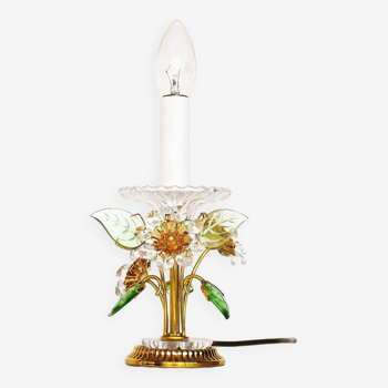 Incredible gilt and crystal Floral table lamp by Palwa