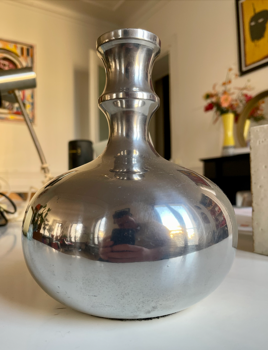 Stainless steel vase space age 1970