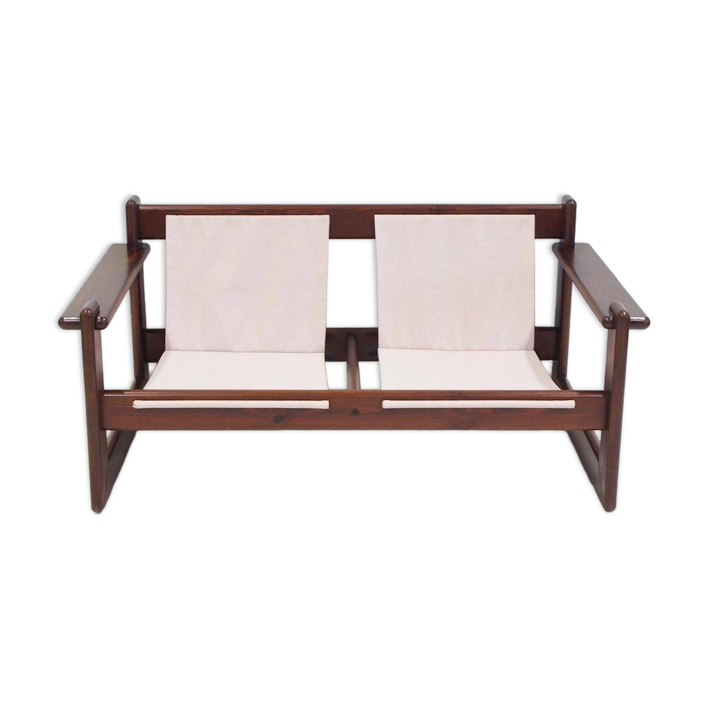 Brazilian walnut sofa and mid-century fabric