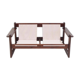 Brazilian walnut sofa and mid-century fabric
