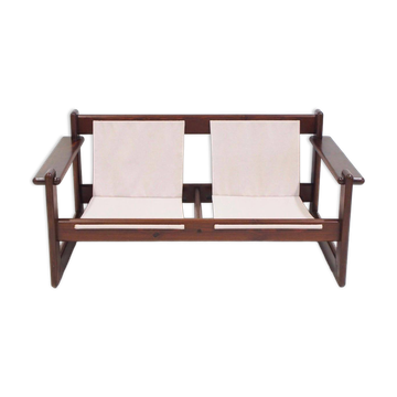 Brazilian walnut sofa and mid-century fabric