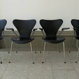 4x chaises d'Arne Jacobsen pour Fritz Hansen, modèle 3107 en cuir