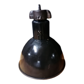 Industrial vintage factory pendant lamp, enamelled metal, 60s