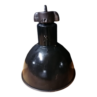 Industrial vintage factory pendant lamp, enamelled metal, 60s