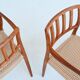 Niels Otto Moller model 66 armchairs teak and paper cord Denmark 1974