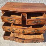Transition louis xv louis xvi chest of drawers in cherry wood 4 drawers from the 18th century