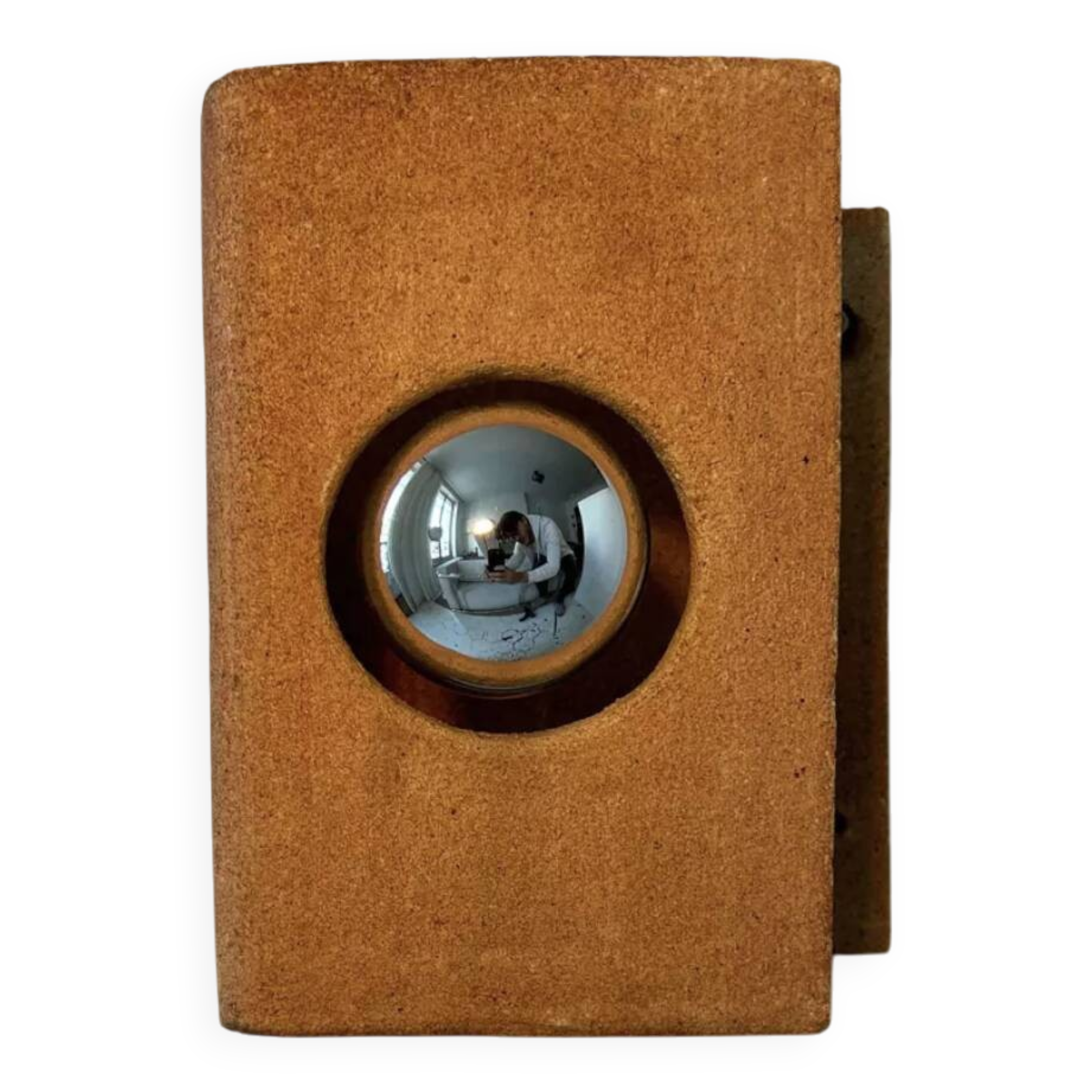 Vintage raw clay chamotte wall light, Guy Bareff, France 1970