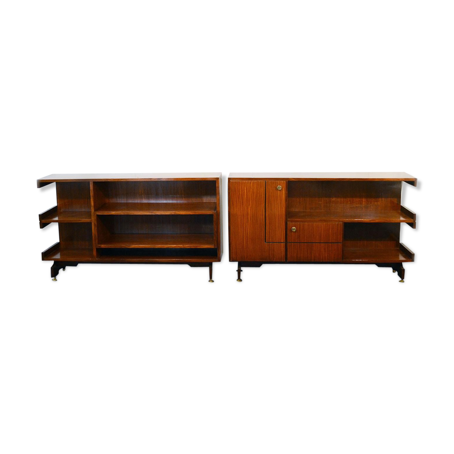 Modular sideboards in rosewood and brass 1960