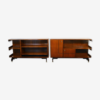 Modular sideboards in rosewood and brass 1960
