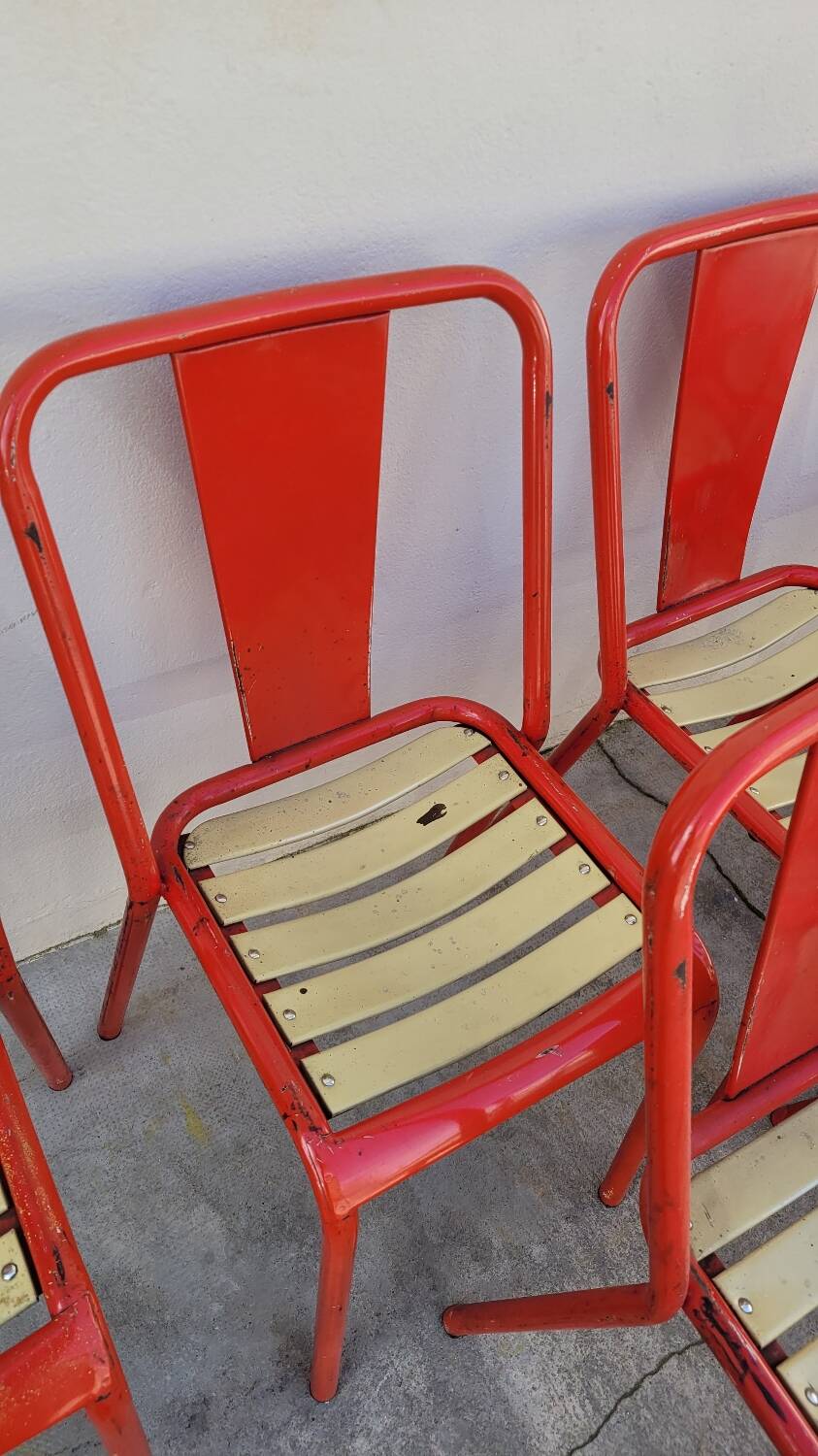 Set of 12 Tolix bistro chairs by Xavier Pauchard model T4 - 1950s