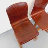 Paire de chaises design vintage ASS Schulmöbel Pagholz Thur-Op-Seat en bois courbé et hêtre