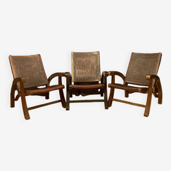 Set of three armchairs designed by Angel Pazmino, Muebles De Estilo, Ecuador, 1960s.