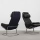 Mid-Century Rare Black Leather Scandinavian Armchair by Ire Möbel, 1970s, Set of 2
