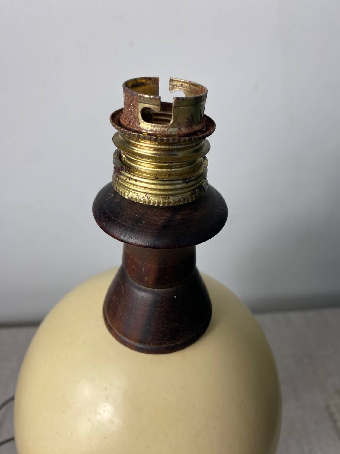 Wooden and ostrich egg lamp base