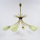 Lustre en laiton et verre, années 1950