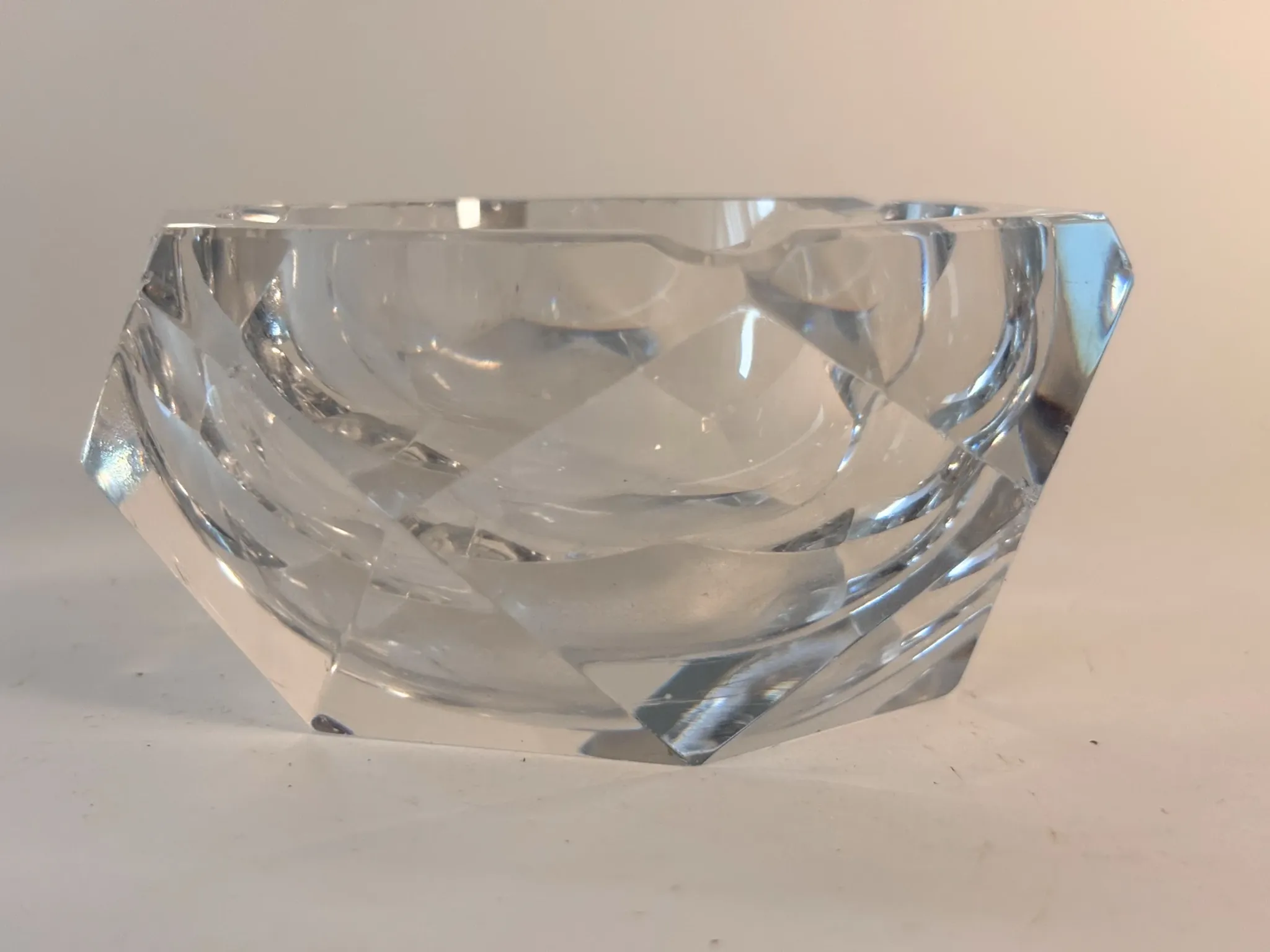 Faceted crystal ashtray, diamond shape