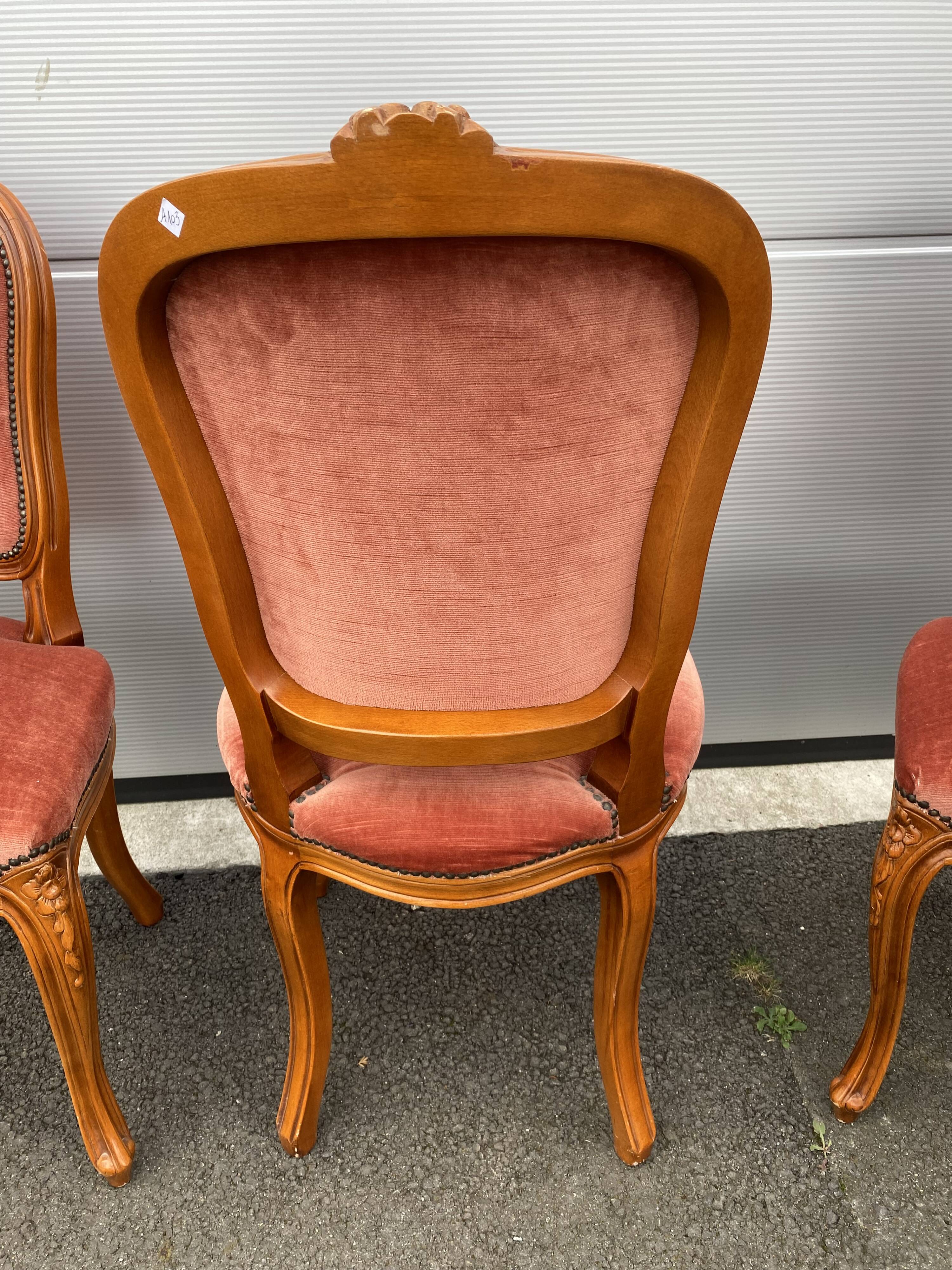 6 chairs Louis XV red style