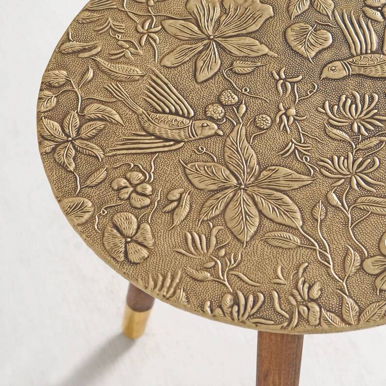 Table d'appoint en laiton fait main : table d'accent moderne du milieu du siècle