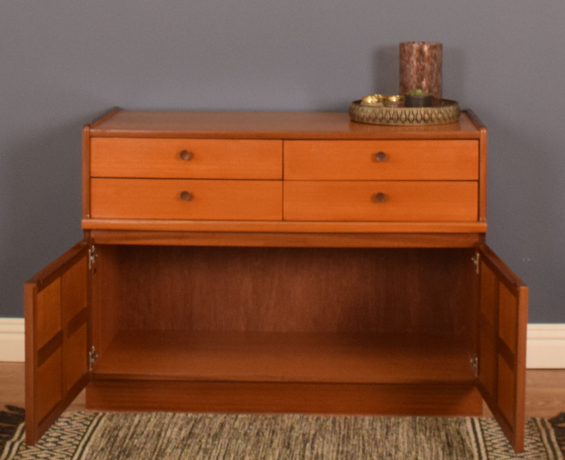 Restored Teak Retro Nathan Squares Sideboard Cabinet