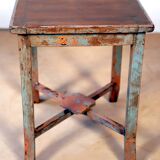 Burmese teak sofa end with original green patina